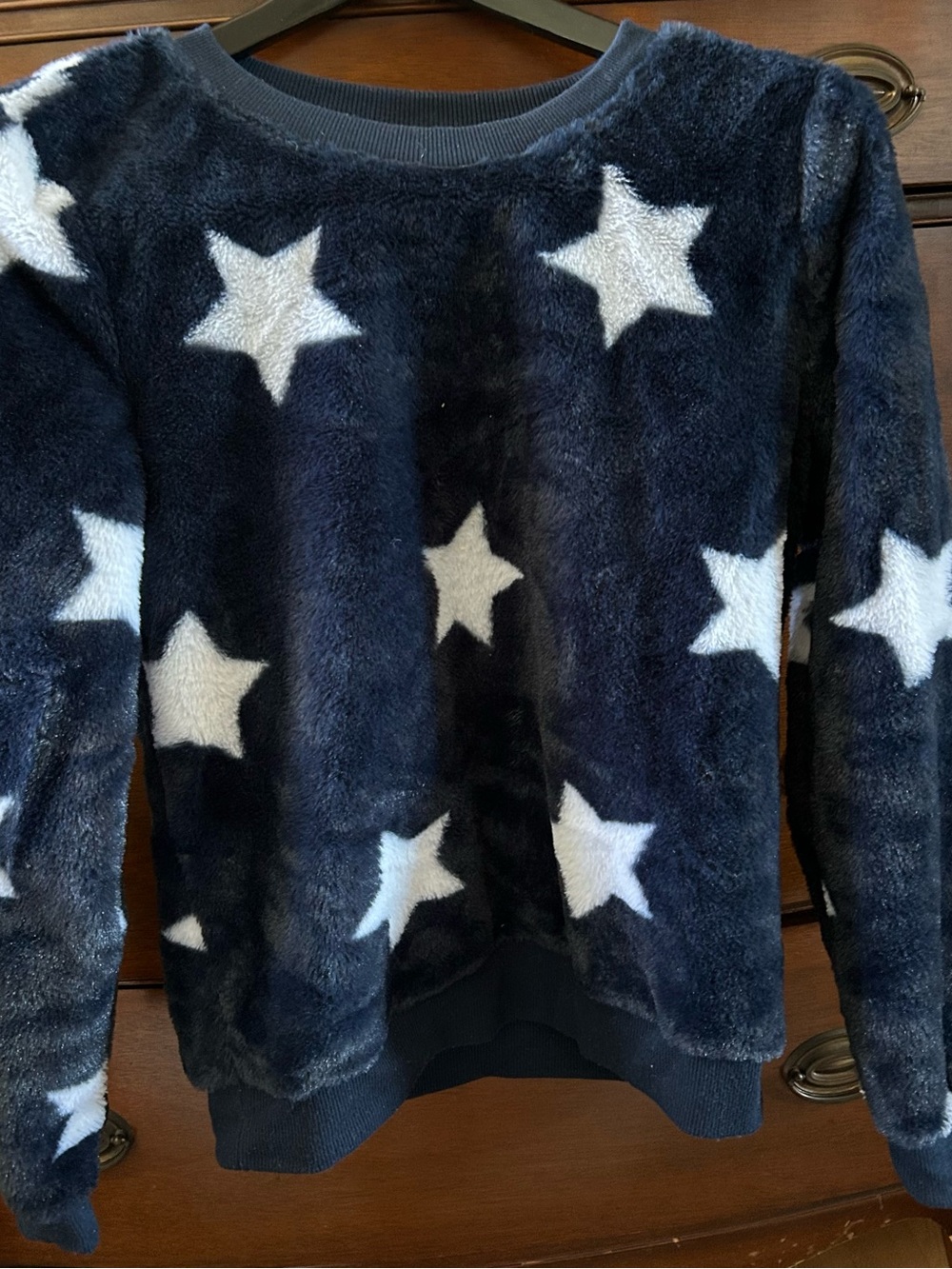 No Boundaries Navy and white Crewneck Fuzzy Sweatshirt